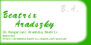 beatrix aradszky business card